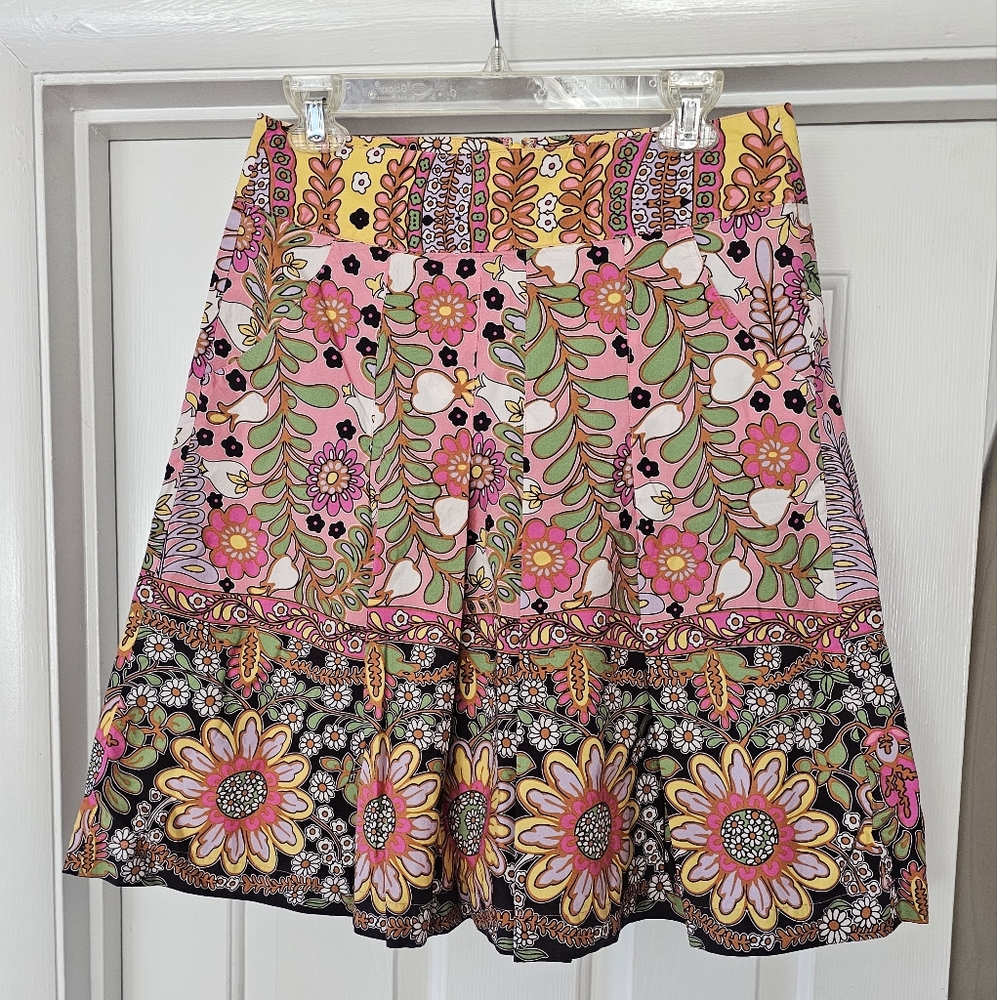 CAbi Multicolor Ashbury Floral A Line Pleated Skirt Size 4
